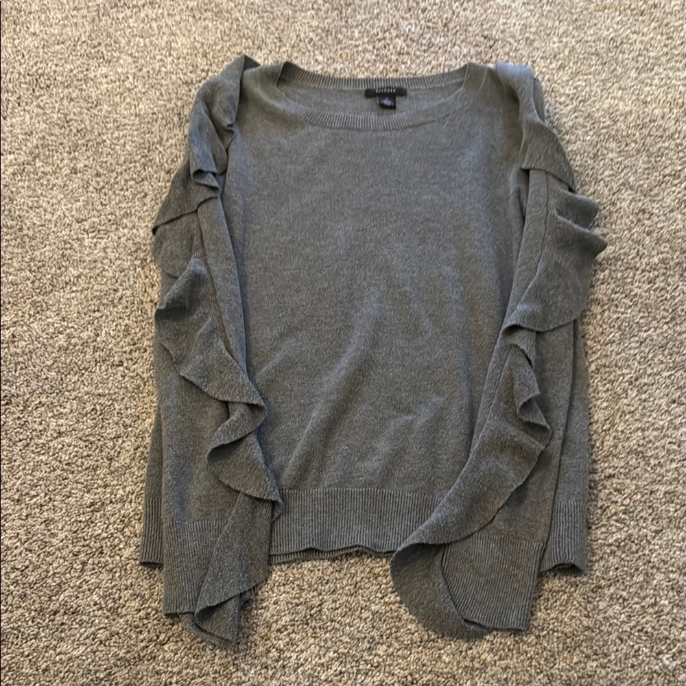 Halogen women’s Gray Ruffle Sleeve long sleeve Sweater XS